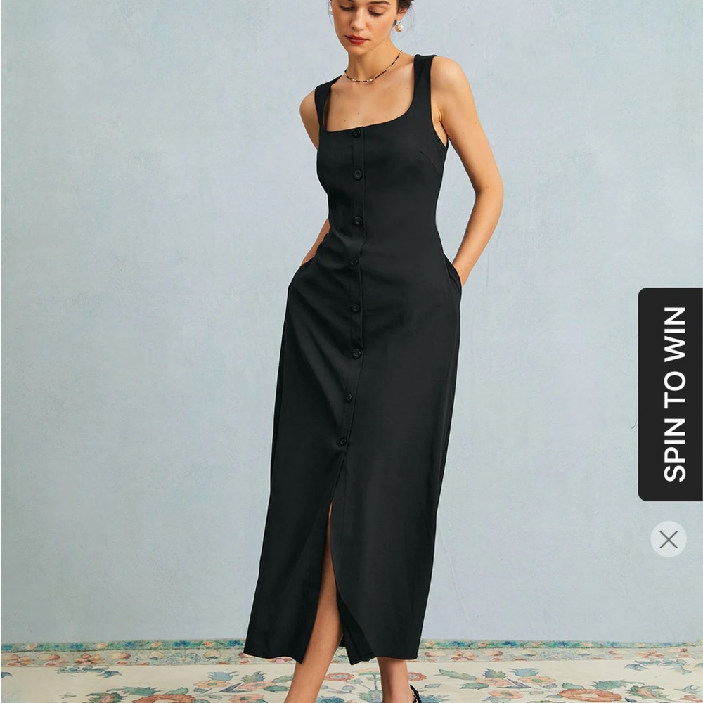 Black Button Down Midi Dress